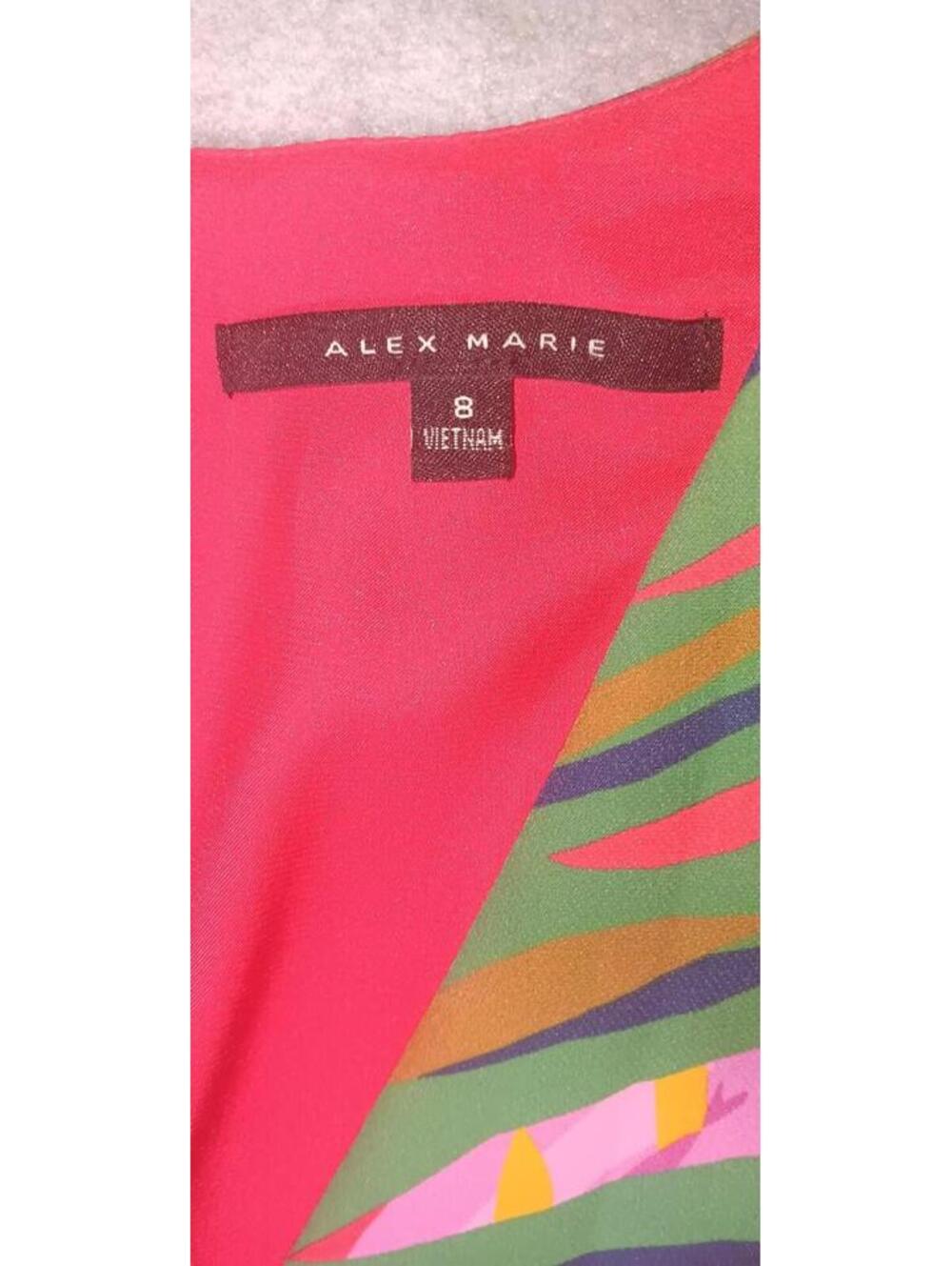 NWT! Alex Marie Aliya Tiered Vneck Dress Womens Size 8 Tropic Breeze Red Tie... - Picture 2 of 11